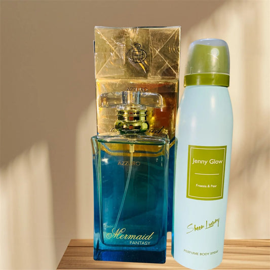 Azzuro Mermaid Fantasy Perfume 100ML and Jenny Glow Body Spray Gift